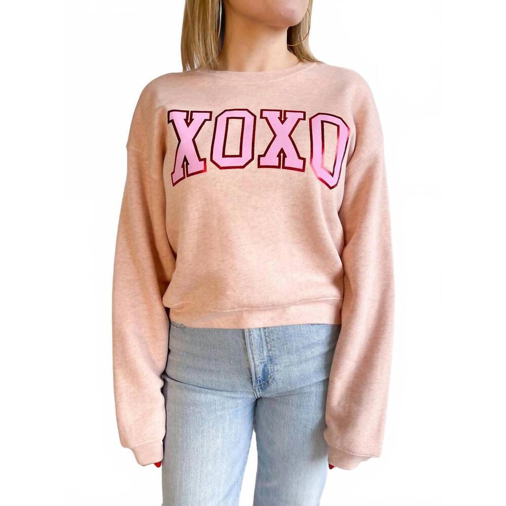 NEW OAT COLLECTIVE haisley boxy xoxo foil sweatshirt in rose